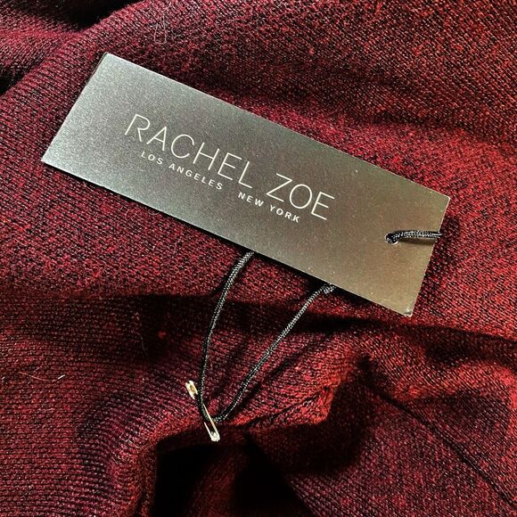 Rachel Zoe Cardigan Sweater Size S NEW Open Front Cardigan Burgundy Zipped Sides - Picture 8 of 8